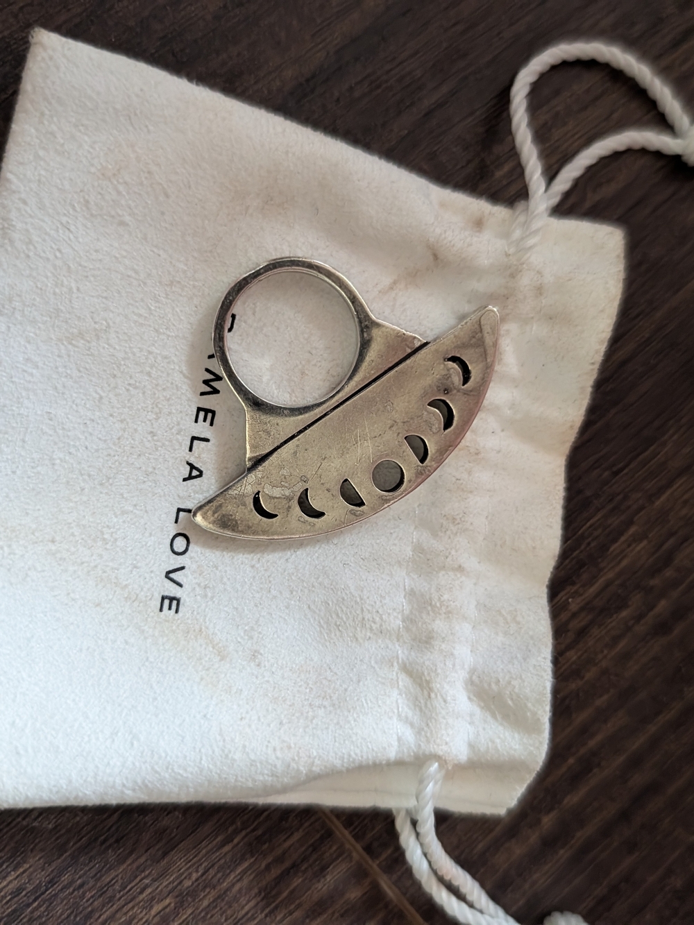 Pamela Love 925 Sterling Silver Crescent Moon Phase Fan Chunky Ring 15g